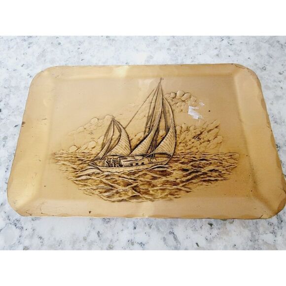 Bronze Hand Made Natale Grove City PA Vtg. Ltd. Edition Bronze Plate Sailboats - Picture 2 of 8